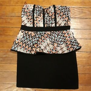 Womens Large Multicolored strapless mini dress